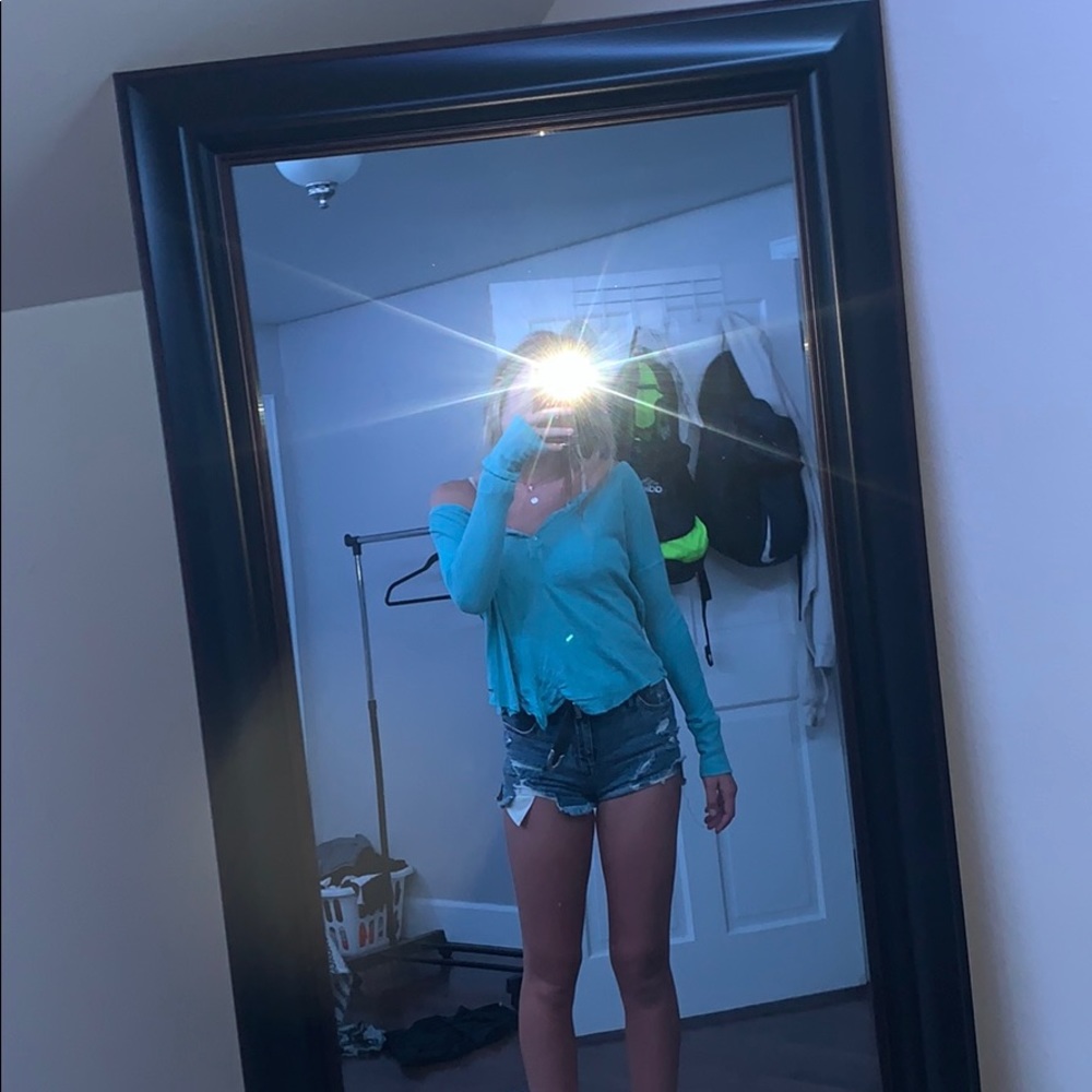 blue long sleeve top